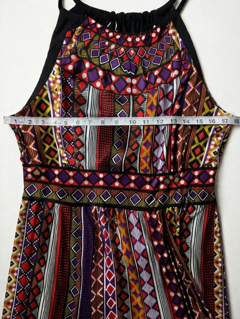 Maggy London Boho Geometric Print Maxi Dress Size 12 Resort Vacation Cruise